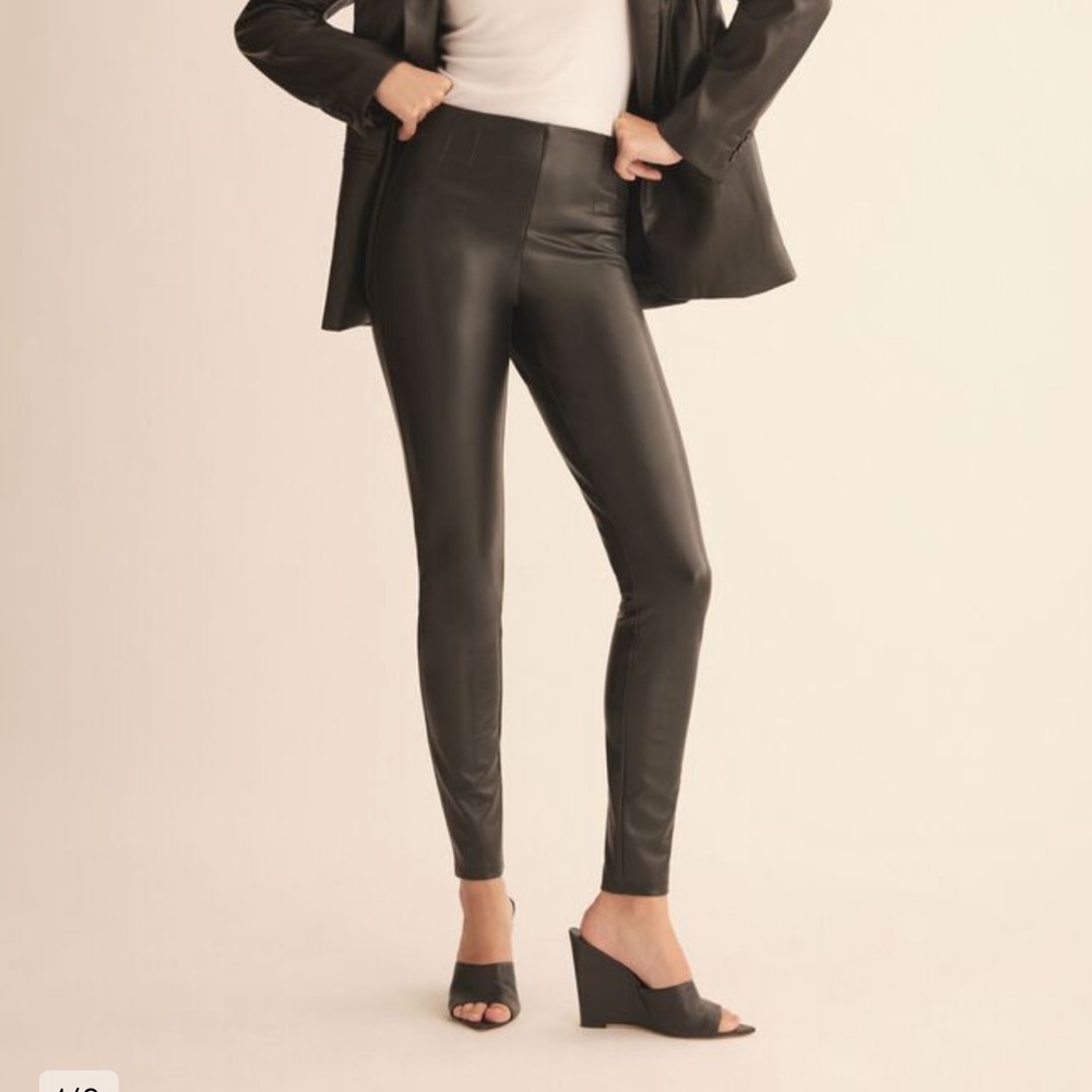 Dynamite faux leather stretch tights size large black